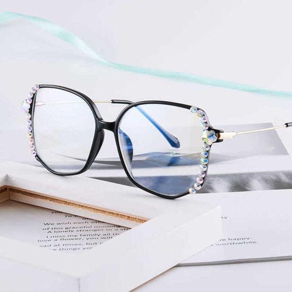 2024 Männer Luxusdesignerin Frauen Sonnenbrillen Diamant Eingelegtes blaues Licht Müdigkeit Anti -Strahlung Brille Computer Eye Protection Spielen Sie Mobiltelefon zum Schutz der Augen