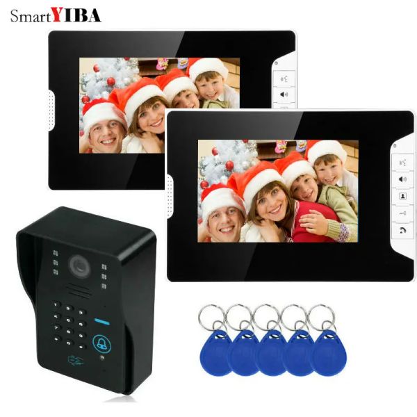 Türklingel Smartyiba 7 Zoll Video Intercom IR Night Vision RFID Access Türkamera LED Monitor Türklingel Intercom Security Door Telefon Kits