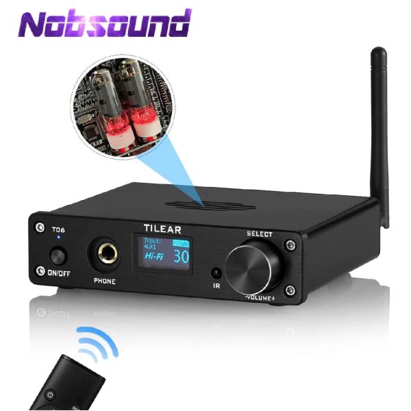 Amplificador Nobsound HiFi Bluetooth Vacuum Tube Pré -amplificador Mini USB DAC Desktop fone de ouvido amplificador estéreo receptor de áudio para sistema de home theater