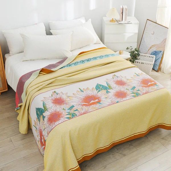 Decken reines Baumwollhaus gewebter Klimaanlage Decken Blüten Sofa Pflanze Plusgröße Faltbares Freizeit