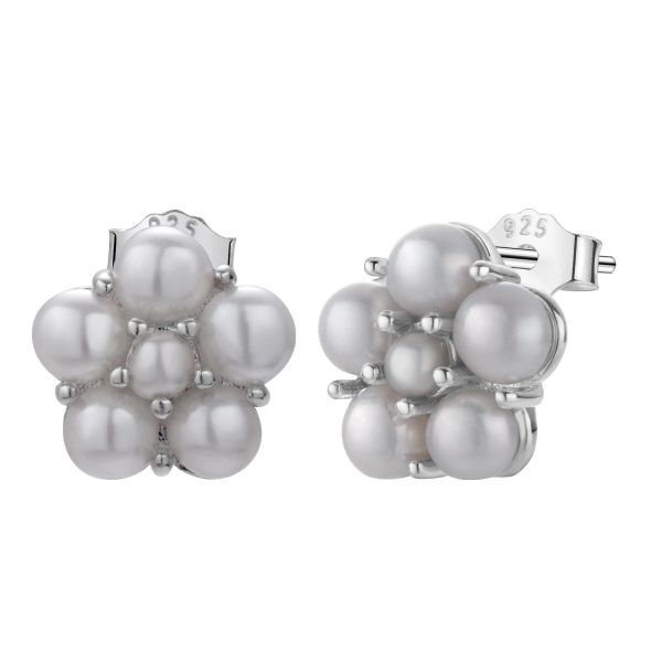 Halkalar Tatlısu İnci Saplama Küpe 925 STERLING Gümüş Moda Çiçek Şekli Mini Düğmesi İnci Küpeler Kadınlar için Parti Mücevherleri