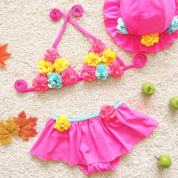 Tragen Badeanzüge für Kinder Mädchen Schwimmen Handblume Girl Bikini Bikini Bikini zwei Stücke für Strand Meerjungfrau Schwanz zum Schwimmen für Kinder Cap