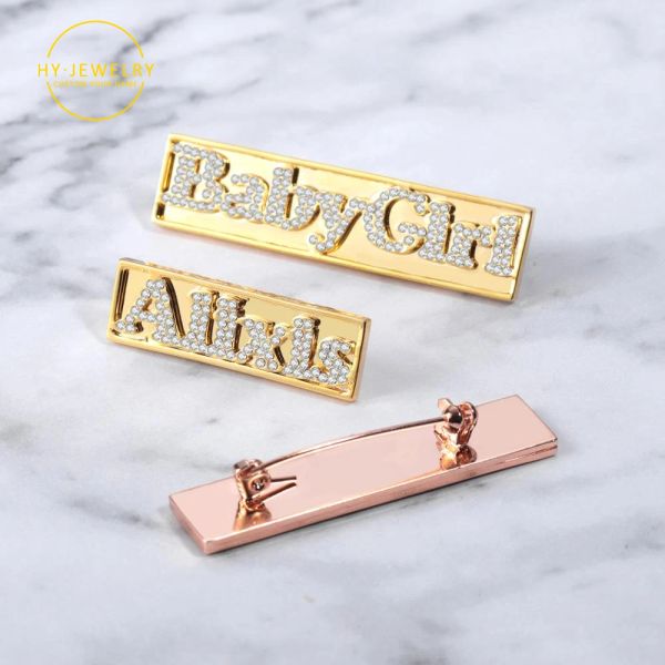 Komponenten Personalisierter benutzerdefinierter Name Brosche/Eiszeit Name Revers Pin Gold Edelstahl Name Brosche 3d Effekt Broschen Frauen Schmuck Geschenk