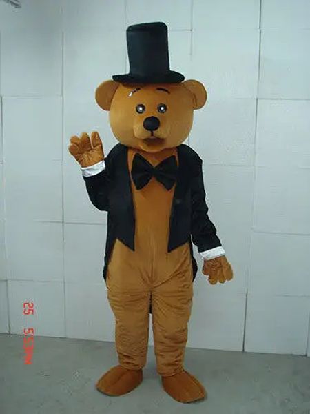 Nuovo Spendi di vendita calda per adulti carino Gentleman Bear Fancy Cartoon Mescot Costume Feluto Abito Fancy Abito di Halloween Costume da mascotte di Halloween