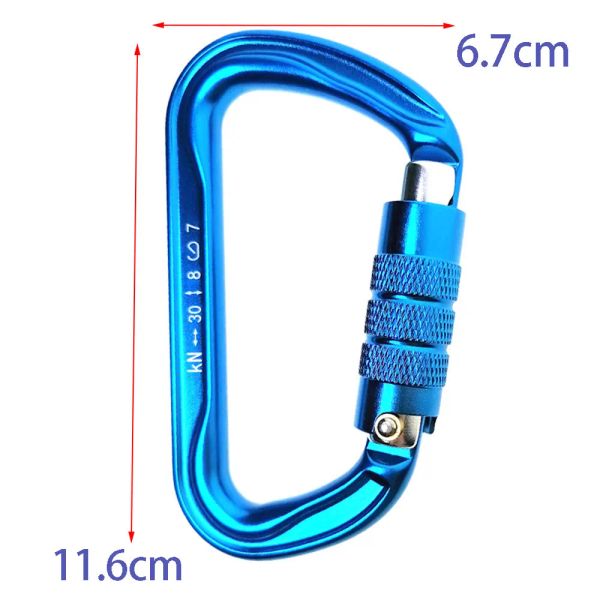 Accessori 30kn Rock Climbing Auto Blocking Carabiner Blue Dshaped Master Karabiner Hook per arrampicarsi sull'arco di alpinismo spazzatura di alpinismo