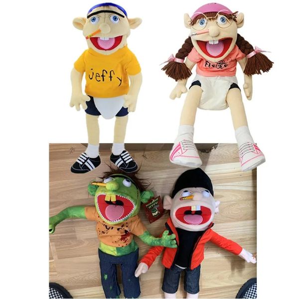 60cm Büyük Jeffy El Kukla Peluş Bebek Dolgulu Oyuncak Figürü Çocuklar Eğitim Hediye Komik Parti Sahne Noel Bebek Oyuncakları Kukla 240328