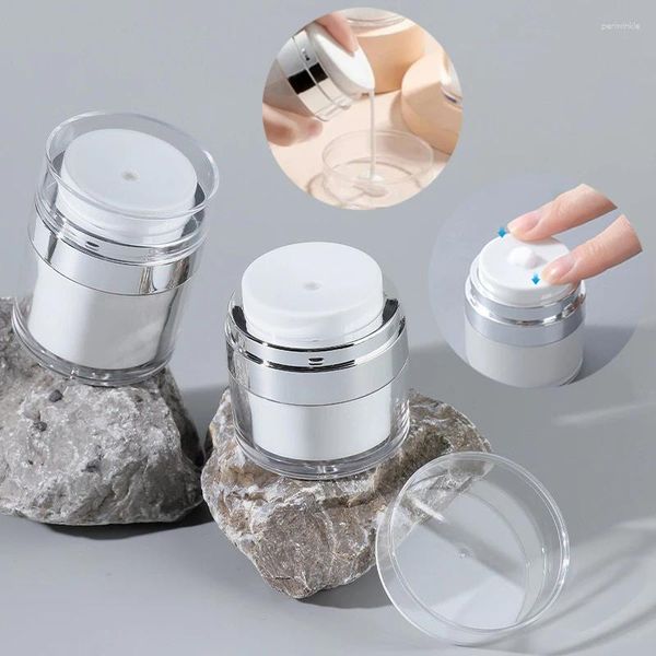 Garrafas de armazenamento 15/30/50ml vazias 15cc White Airless Pump Jar jar