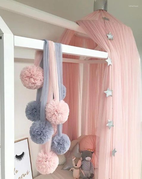 Estatuetas decorativas decoração de garotas de diy decoração de cama rosa padrão de bola de fios para o quarto de bebê pendurada na parede