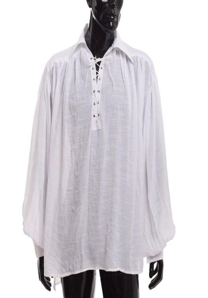 Uomini rinascimentali vintage camicia medievale Poeta pirata costume vampiro gotico coloniale gotico laceup top neri bianchi xsxl7713837