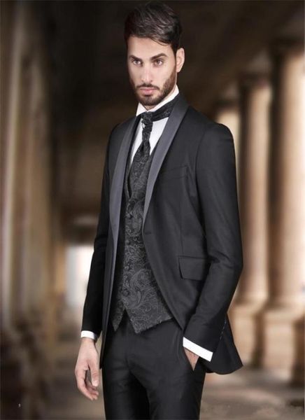 Новый стильный дизайн One Button Black Groom Tuxedos Shable Lapel Groomsmen Man Suits Mens Wedding Suits Jacketsvanttie 8240731