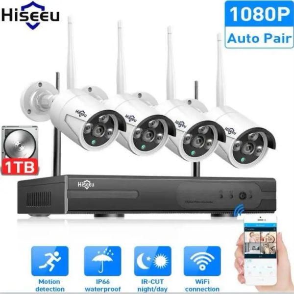 SISTEMA HISEEU 8CH Wireless NVR 2MP CCTV KIT SISTEMA SISTEMA 2MP 3TB 1080P OUTDOOR IR Night Vision IP Telecamera per telecamera Surveiliance