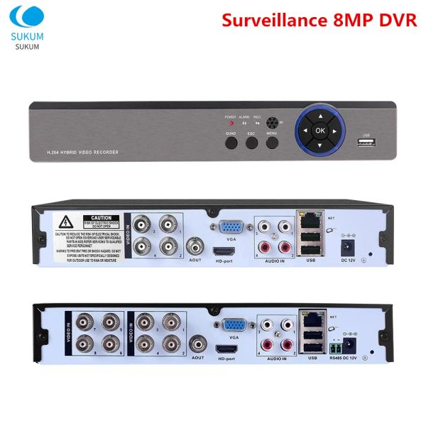 Registratore 4K Sorveglianza 8MP DVR Hybird NVR H.265 APP XMEYE CCTV Supporto per videoconometro digitale 8MP AHD CVI TVI CVBS Camera IP