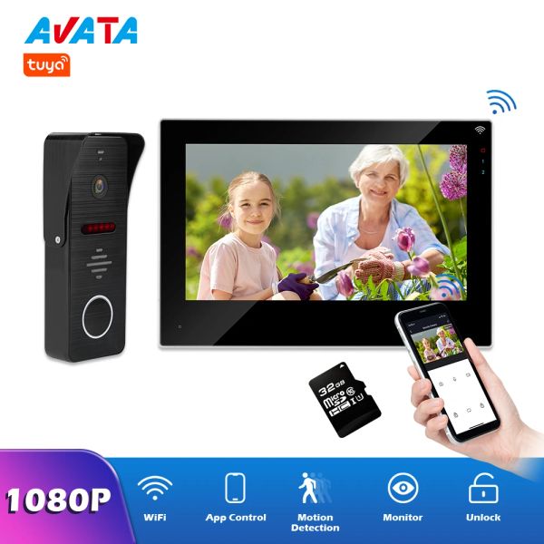 Intercomo Tuya Smart Life Wi -Fi Video Intercom Tela Touch Video Phone Phone com 1080p Video Doorbell Câmera Sensor de movimento da casa Intercom