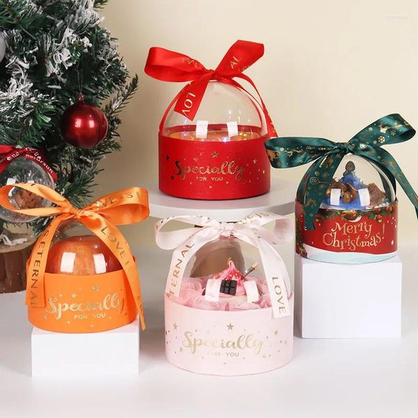 Enrole de presente Christmas Mousse Bolo Hug Bucket Transparent Ball Box Box Plástico Festival Esférico Festival Fresio Fresio Pacotes