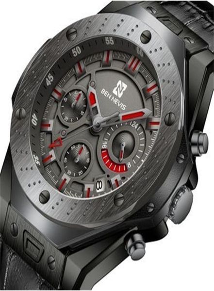 Ben Nevis Men observa a marca Top Brand Luxo Quartz Leather Watch Men Military Date Watch Analog for Men Relogio Masculino T200401576869