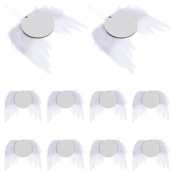 Estatuetas decorativas 10 PCS pendente de Natal Wings Decoration Tree Angel Sublimation Board (Love) 10pcs pendurado pluma