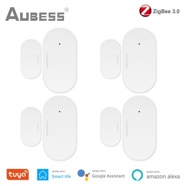 Детектор Tuya Smart Zigbee Door The Window Датчик контакта Статор Смарт -беспроводные дверные детекторы Открыть/закрыть приложение Удаленный сигнал тревоги через Alexa Google Home