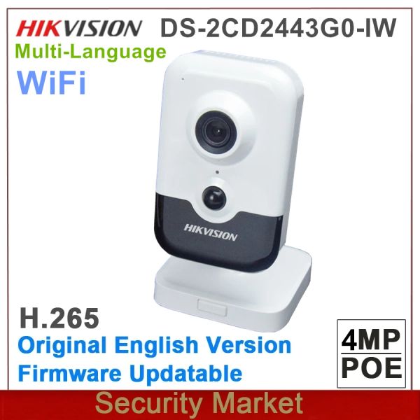 Kameras Oryginalna Hikvision Angielska wersja 4mp ir Würfel Kamera siciowa DS2CD2443G0IW CCTV Bezprzewodowa poe ip wifi ipc