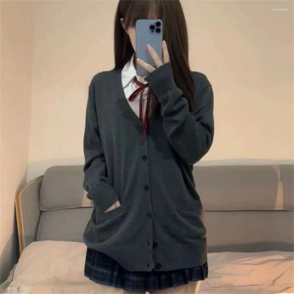 Malhas femininas Cardigã de roupas da faculdade Cardigã uniforme outono inverno japonês japonês deco