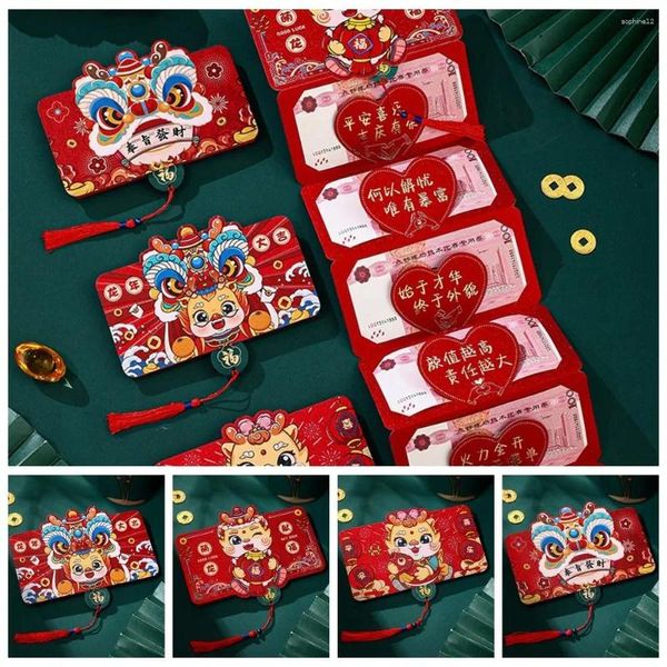 Geschenkverpackung Luck Money Bag Red Envelope 2024 Jahr Paket Drachen Mustertaschen Wünsche DIY Packing Hongbao Party Geschenke
