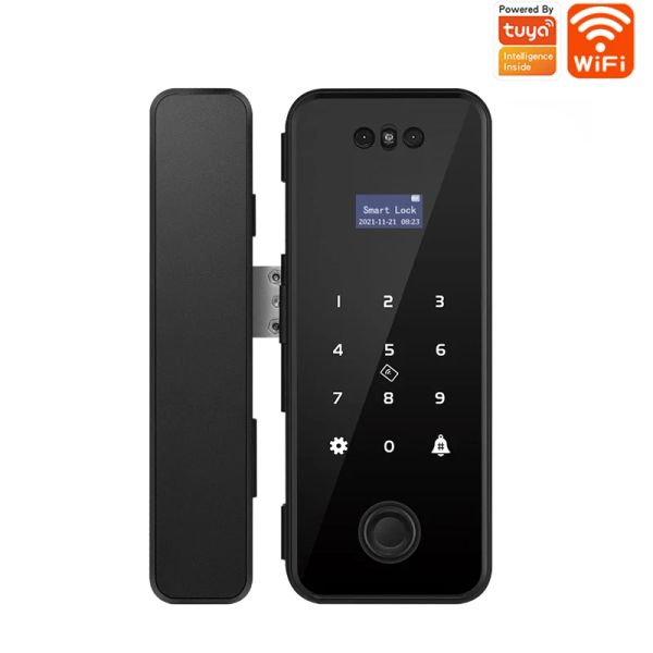 Bloccare il nuovo riconoscimento della sicurezza Face Biometric Fingerprint RFID WiFi Tuya Mobile App Smart Glass Lock Port Door Control System