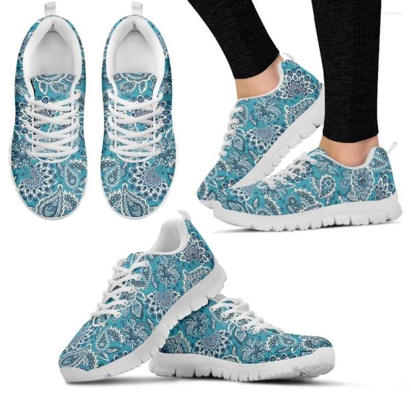 Sapatos casuais instantarts femininos brancos tênis causais boho pasiley estampas florais leves weigh ar malha de ar falt up calçados para meninas