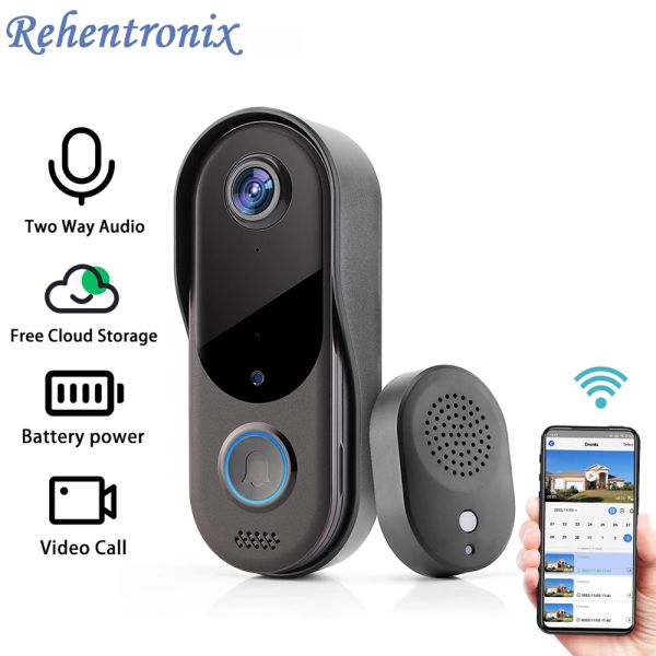 Door sem fio Video WireBell Wi -Fi Outdoor Camera Security Door Bell Video Intercom para casa Free Cloudy Storage Monitor Phone Porta