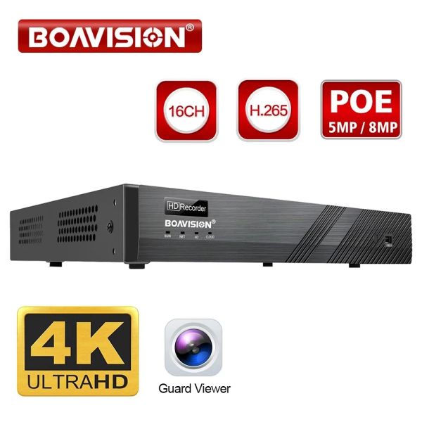 Recorder 16CH POE 4K 8MP 5MP 30FPS Security Security NVR Security Security System Max 2 HDD 52V для POE IP -камеры