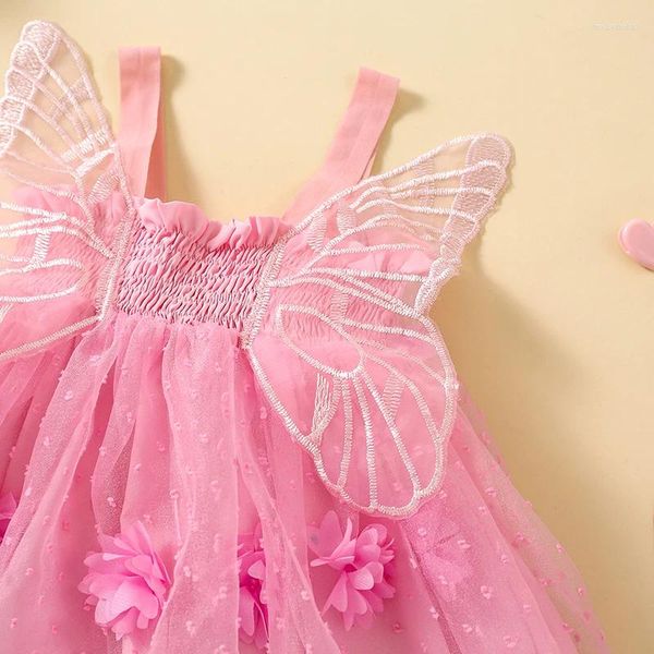 Girl Dresses Toddler Baby Princess Abito senza maniche Flower Party Costume With Wings