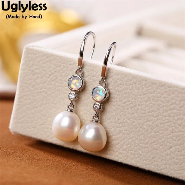 Ohrringe hässliche farbenfrohe Natur Opal Ohrringe für Frauen Süßwasser Barock Perlen Dangle Ohrringe Gold Brincos 925 Silberperlenschmuck