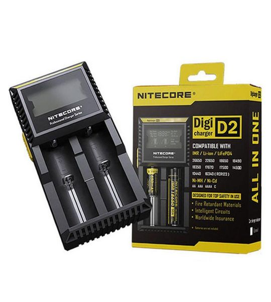 Nitecore originale D2 LCD Digicharger Universal Intelligent Charger per 18650 14500 16340 18350 Liion Nimh Batteria Utilizzo di batteria Plug8605018