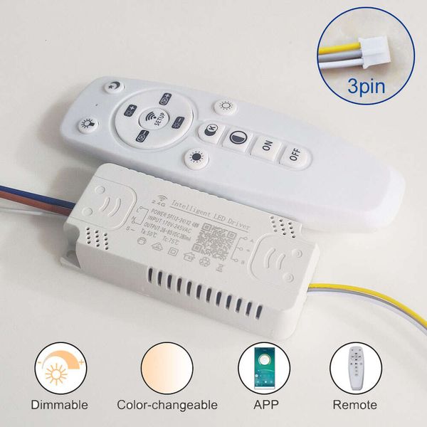 2.4G Intelligent Driver Control Remote Supply Power Supply Transformer Changeleable Connect à fita LED (12-24-40-60W) x2