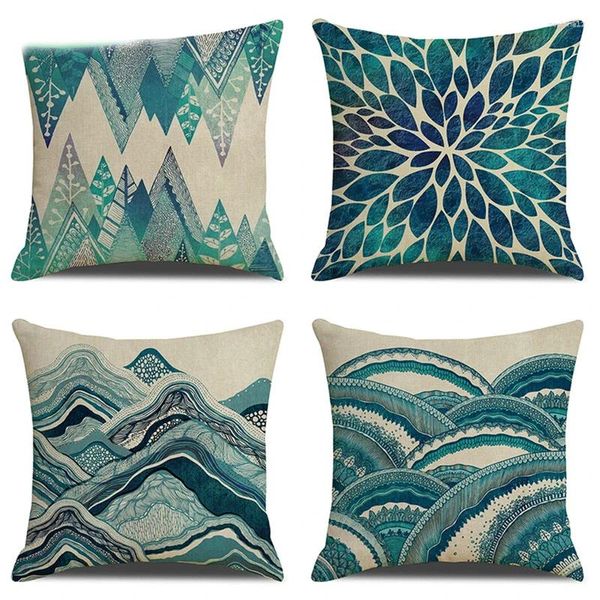 Pillow Home Ocean Wave Cover Decorations for Ornnent Happy Year Christmas Decor 2024