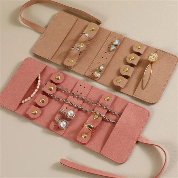 Aufbewahrungstaschen tragbarer Reisenschmuck Organizer Handtasche Ringe Ohrringe Armband Halskettenbeutel faltbare Samtbrötchen transportieren