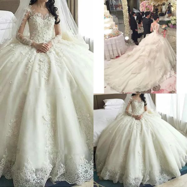 Abiti abiti da sposa abiti da ballo a palla gonfia di lusso con treno cattedrale ORGANZA CHORED CHIRDET ILLUSE ILLUSIONE PRINCIPE