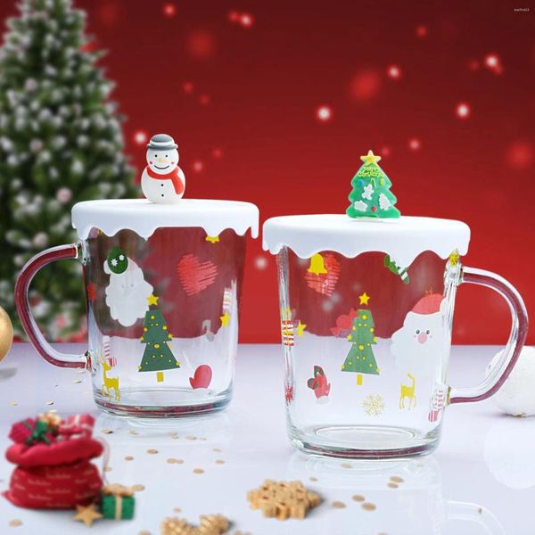 Tazze di Natale tazza con coperchio creativo di neve 3d snowman Babbo Natale di natale di natale tazze da caffè da latte per latte di latte