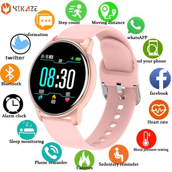 Uhren Smart Watch Frauen Männer runden Aktivität Tracker Herzfrequenz Blutdruck Monitor Damen Sports Smartwatch für Android iOS Phone