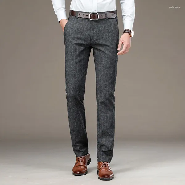 Calças masculinas 2024 Negócios casuais de terno longo primavera outono moda elástica machos calças formais retas mais tamanho grande 29-40