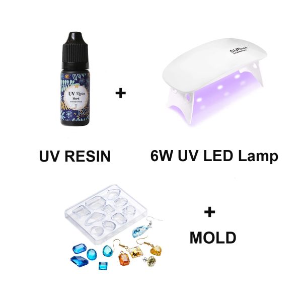 Outro gel UV com lâmpada de luz de tocha ultra violeta de cura rápida resina UV Hard Kit de resina UV DIY para ferramentas de jóias Detector de moeda