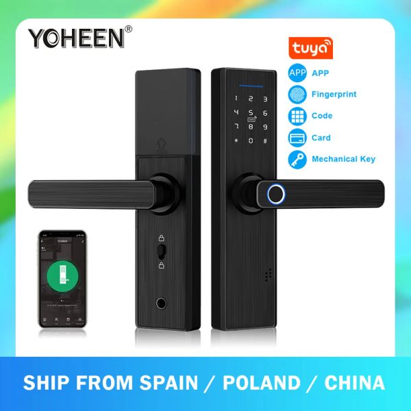 Lock Yoheen WiFi Electronic Smart Door Schloss mit Tuya App, Security Biometrische Fingerabdrucksperrkennwort RFID -Karte