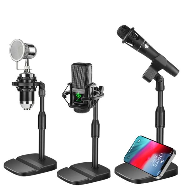 Monopodi Microfono Stand Desktop Tripode Table Portable Table Stand Mic Clip Fancelo del supporto per microfono con staffa leggera di base