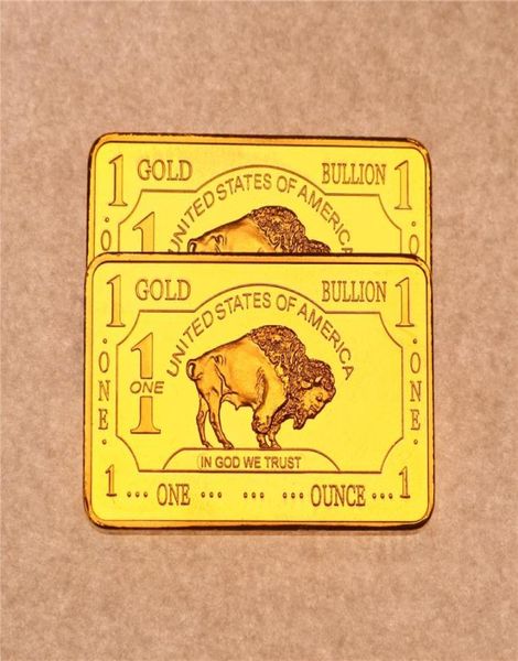 Andere Kunsthandwerk 1oz 24K Gold plattiert United States Buffalo Gold Bar Bullion Coin Collection4833955