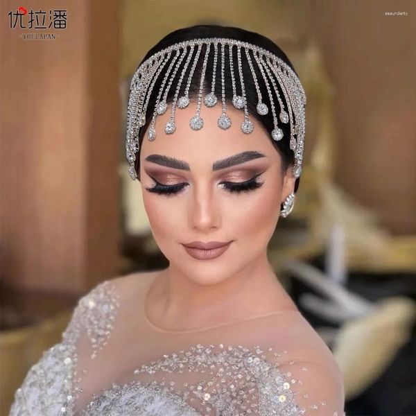 Hair Clips Rethward Rethpient for Woman Bridal Tassel Band Band Acessórios de casamento Pageant Tiara Crystal Bride Chetedress