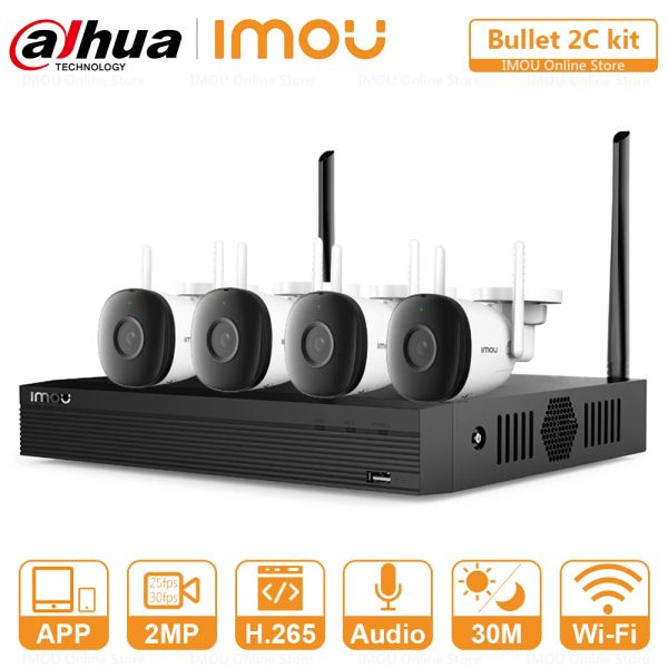 Sistema Dahua Security Camera Sistema Sistema a 4 canali WiFi Connessione wireless Connection Auto Abbinamento di videocamere esterno IP Set di fotocamere