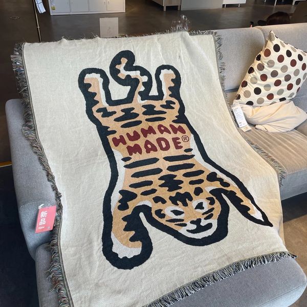 Textile City Ins Boppa di divano fatto umano Spessa tappetino da campeggio all'aperto Tiger Pattern Home Decorate Nap arazzo 125x150 cm 240326