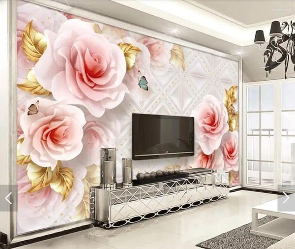 Papéis de parede 3d Flor Wall Paper Mural Canvas