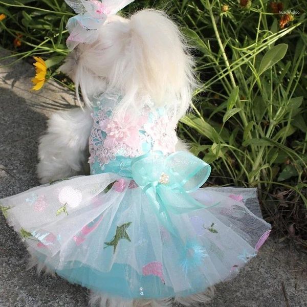 Hundekleidung die Kleidung für kleine Hunde Mädchen Kleid Hochzeit Party zwei Farben 5 Größen Mode gestickt