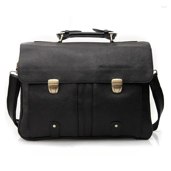 Brieftaschen Hochwertiges Kuhladen -Leder -Aktentasche für Männer Business Bag 15.6 
