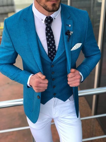 Blue formal mass ternos de casamento Tuxedos noivos do noivo Men Dinner Use Blazers Roupfits Sets Business Suit de negócios JacketsVests4793560