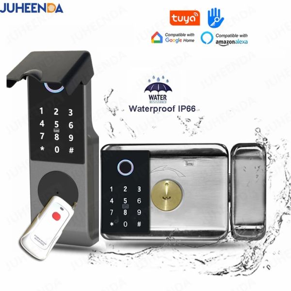 Lock wasserdichte Tuya Smart Lock WiFi Doppelseite Home Fingerabdruck Schloss Outdoor Gate Digitales Passwort Remote App Elektronische Felgenschloss